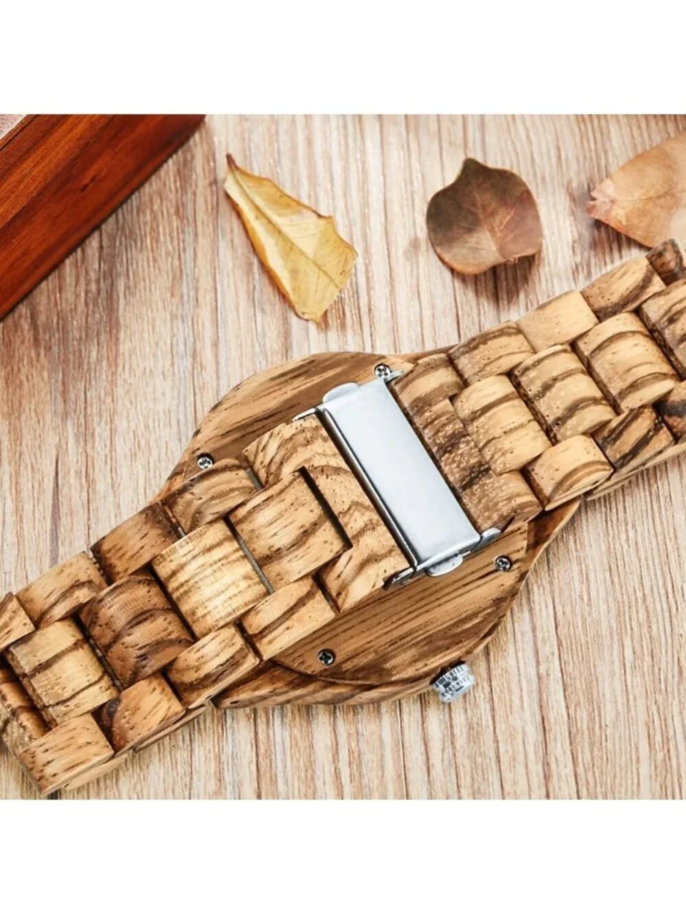 Men's Brown Tree 100% Manual Round Wrist Analog Quartz Handmade Wooden Watch